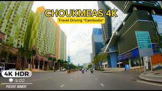 Driving 4K Choukmeas-Choukva-Pochentong of khan Por Senchey in 4K views HDR Phnom Penh city Cambodia