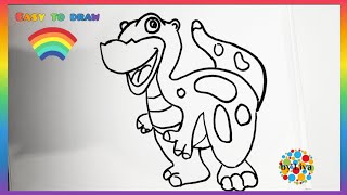 HOW TO DRAW A DINOSAUR - STEP BY STEP FOR BEGINNERS