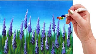 EASY How To Paint  Lavender Flowers with Q-Tips! 🌺 Beginner Acrylic step by Step