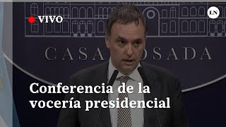 EN VIVO| Conferencia de prensa del vocero presidencial Manuel Adorni
