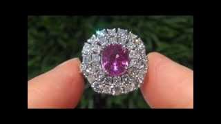 GIA Estate 6.05 ct UNHEATED Pink Sapphire Diamond 14k White Gold Engagement Ring