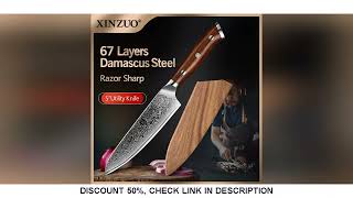 XINZUO 5'' Inch Utility Knives Japanese Damascus Steel Kitchen Knife Rosewood Handle Top Selling Sma