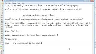 Java Programming Tutorial -GridBagLayout-15- public void addLayoutComponent(Component comp, Object c
