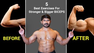 5 Best Exercises for Stronger \u0026 Bigger Biceps || Bicep Workouts in Telugu