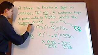 algebra - word problem - percentage decrease - example 1