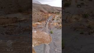 قطع الحركة بين الرستاق والعوابي بسبب هبوط وادي السن  ⛈️🌦️ Wadi alSan  Rustaq Awabi #Oman