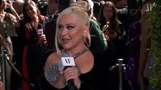 Christina Aguilera interview at the 2023 Vanity Fair Oscar Party Red Carpet