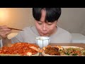 끝내주는 꿀조합 갓담근 김치 돼지갈비 잡채 요리 먹방 spicy kimchi u0026 pork ribs u0026 japchae asmr mukbang real sound eating show