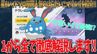 【ポケモンSV】星6レイドソロ周回人気のはらだいこマリルリを紹介！！炎・地面・岩・格闘・ドラゴン・悪で勝てない人これをみて！！１から全て徹底解説します！！質問がある方はコメントお待ちしております！