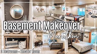 BASEMENT MAKEOVER MARATHON 2020 :: 3 BEDROOM TRANSFORMATIONS + THEATER ROOM MAKEOVER