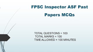 Asf inspector | Fpsc jobs 2022 | asf inspector past papers