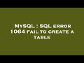MySQL : SQL error 1064 fail to create a table
