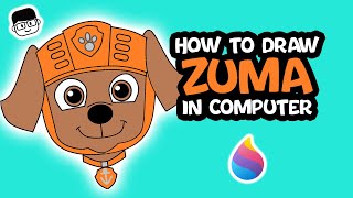 How to draw Zuma from Paw Patrol in Computer using Microsoft Paint 3D | Digital Art for Kids