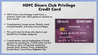 HDFC Bank Diners Club Privilege Credit Card Benefits 2025