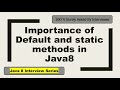 Java 8 interview Questions and Answers | Default and Static methods in Interface | #1