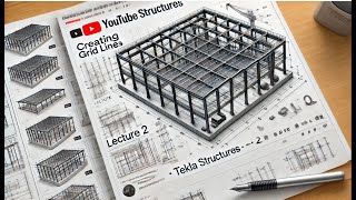 (Steel Shed Building LEC 02) How to Create Grid Lines in Tekla Structures