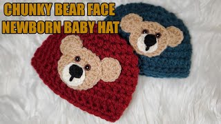 HOW-TO MAKE CHUNKY BEAR FACE NEWBORN BABY FACE #crochet #hat #baby #newborn