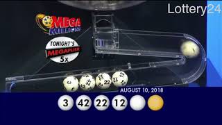 2018 08 10 Mega Millions Numbers and draw results