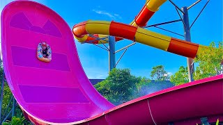 Waterslides at Garden City Water Park in Phnom Penh, Cambodia