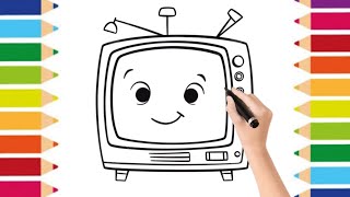 How to draw a simple and easy tv, simple tv for kids|