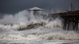 Waves slam Oceanana Pier in Atlantic Beach as Hurricane Florence approaches