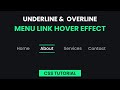 Underline And Overline Menu Hover Effect | CSS Tutorial