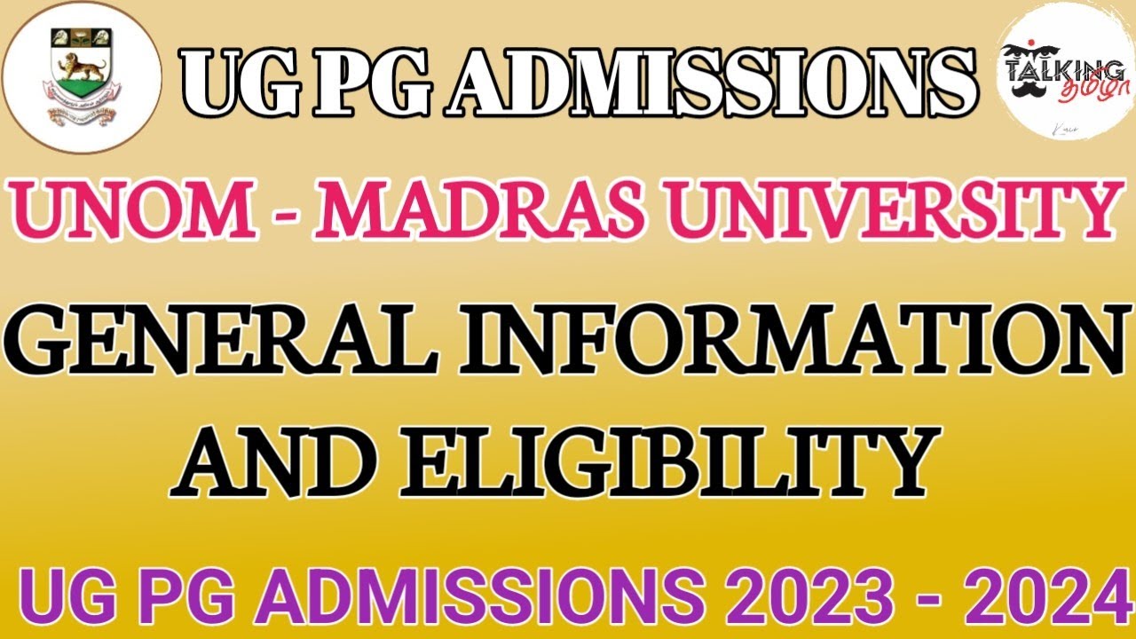 UNOM - MADRAS UNIVERSITY || UG PG ADMISSION - 2023 || PROSPECTUS ...