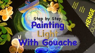Step by Step Doodles and Gouache- Glowing Light Effects - Free Art Giveaway Live