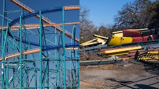 Titan Repaint Begins at Six Flags Over Texas, La Vibora Bobsled Coaster Almost Completely Demolished