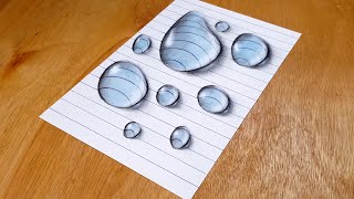 Easy 3D Trick Art - Water Drops Illusion Drawing