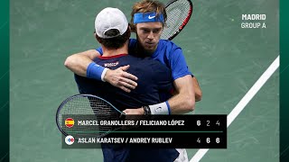 Rublev \u0026 Karatsev vs Granollers \u0026 Lopez | SPAIN vs RTF | Group A Doubles Match Highlights