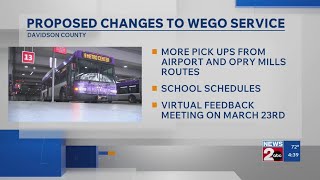 Proposed changes to WeGo services this summer