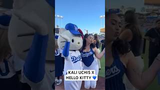Kali Uchis visited Dodger Stadium on Hello Kitty Night 💙 #baseball #shorts