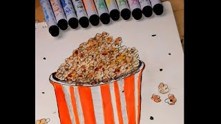 Popcorn Drawing 🍿 | easy Popcorn art #paperart  #shorts #shortsfeed #popcorn | Shafaq Creations