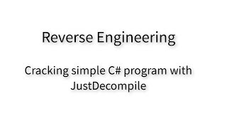 Reverse Engineering : Cracking .NET programs.