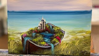 How To Paint “FANTASY BOAT” acrylic painting tutorial