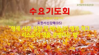 인터넷생방송 수요기도회(2021.12.08) 요한서신강해(05) 형제 사랑 실천 및 하나님의 영과 적그리스도의 영을 분별하는 법(요일3:13~4:6)_동탄명성교회 정병진목사