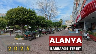 Alanya Mahmutlar Barbaros Street Walking Tour | January 14, 2025  | [4K HD60 fps]