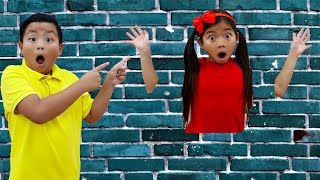 Emma and Alex Pretend Play Jump Through the Wall | Funny Story about Magic for Kids