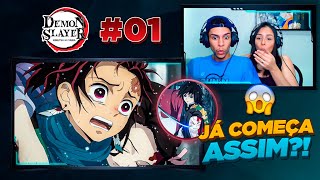 (M4SSACR0U A FAMÍLIA 😱) | DEMON SLAYER - EPISÓDIO 1 (DUBLADO) 🇧🇷 | [React em Casal] 🔥