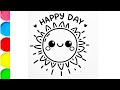 Cute sun drawing and colouring, how to draw a cute sun step by step