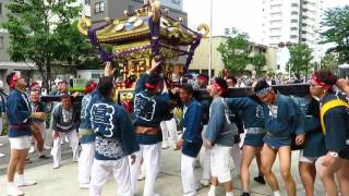 ド迫力！天王祭2017 素戔雄神社例大祭 【間道七ヶ町連合渡御】南千住警察署前　神輿振り揃え