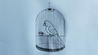 How to draw bird in a cage / bird in cage drawing / bird drawing