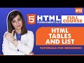 12. HTML Tables and Lists | HTML tutorial for beginners | HTML full course