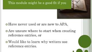 Module Preview: Foundations of APA Reference Entries