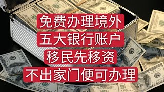 移民先移资，免费办理五大境外银行账户，让你足不出户便可办理。实现资金自由转移。