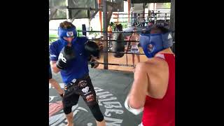 Nauris Bartoska and Matvei Lagerev sparring in Western Boxing Class