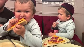 Hasbullah Mini Khabib Jr Eating Pizza and Coca Cola