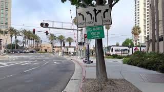 W. Market St. Railroad Crossing, MTS 4002 Trolley Light Rail South, San Diego CA [New Gated Mast]