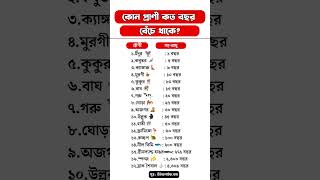 কোন প্রাণী কত বছর বেঁচে থাকতে পারে ?  #world #gk #facts #top10